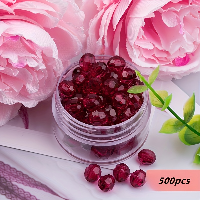 500pcs 8mm 6mmacrylic 32 Cut Transparent Beads Diy Handmade Jewelry Bead Curtain Accessories Bag Pen Holder Tissue Box Loose Bead Material