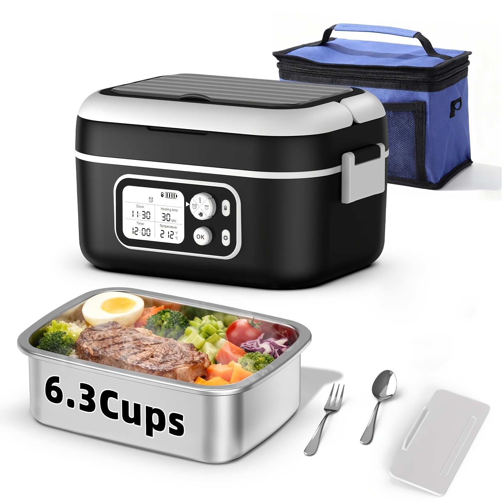 TEMU Smart Wireless Heating Lunch Box, Rechargeable Insulated Lunch Box, 1.5-liter Portable 24, 000mah, High-quality Stainless Steel, Bpa-free, Ideal