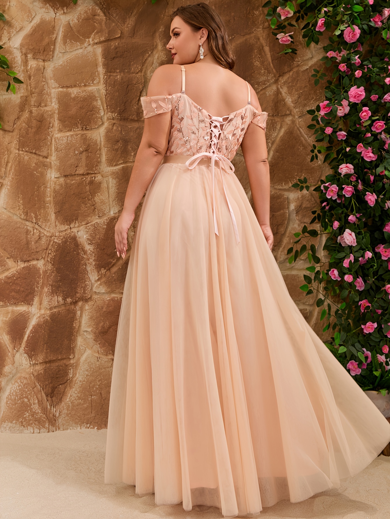 vans with homecoming dress Amelia Couture Su083s Pink A-line Floral Ruffle Graduation Dress main image 0