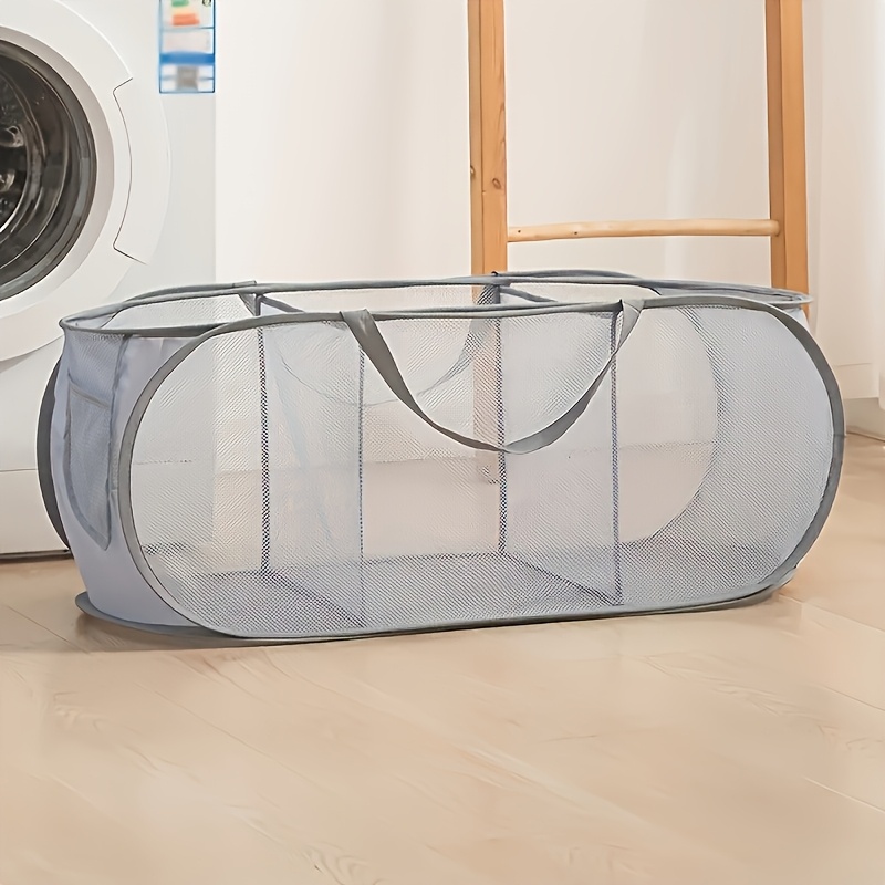 TEMU Panier à Linge Pliable 1pc - Organisateur de Vêtements en Respirante à 3 Sections avec Poignées, Design Compact pour Salle de Bain, Chambre &