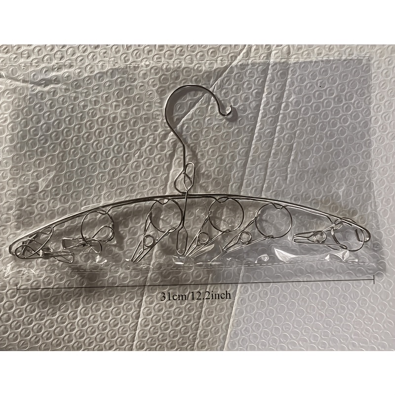 TEMU Multifunctional Stainless Steel Hanger Set, With Multiple Clips, Original Non-slip Clip, Windproof Design, Very Suitable For Drying Socks,