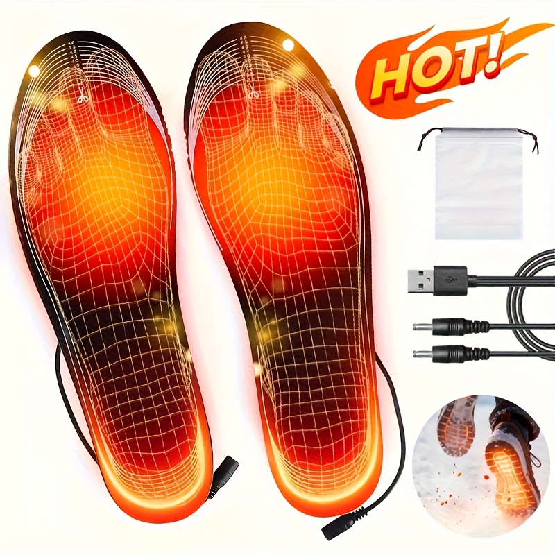 Usb Heated Insoles With Protection, Trimmed To Fit, Suitable For Winter Sports, Hunting, Fishing, Hiking, Keep Your Feet Warm, A Gift For , With A Storage Bag For The Insoles
