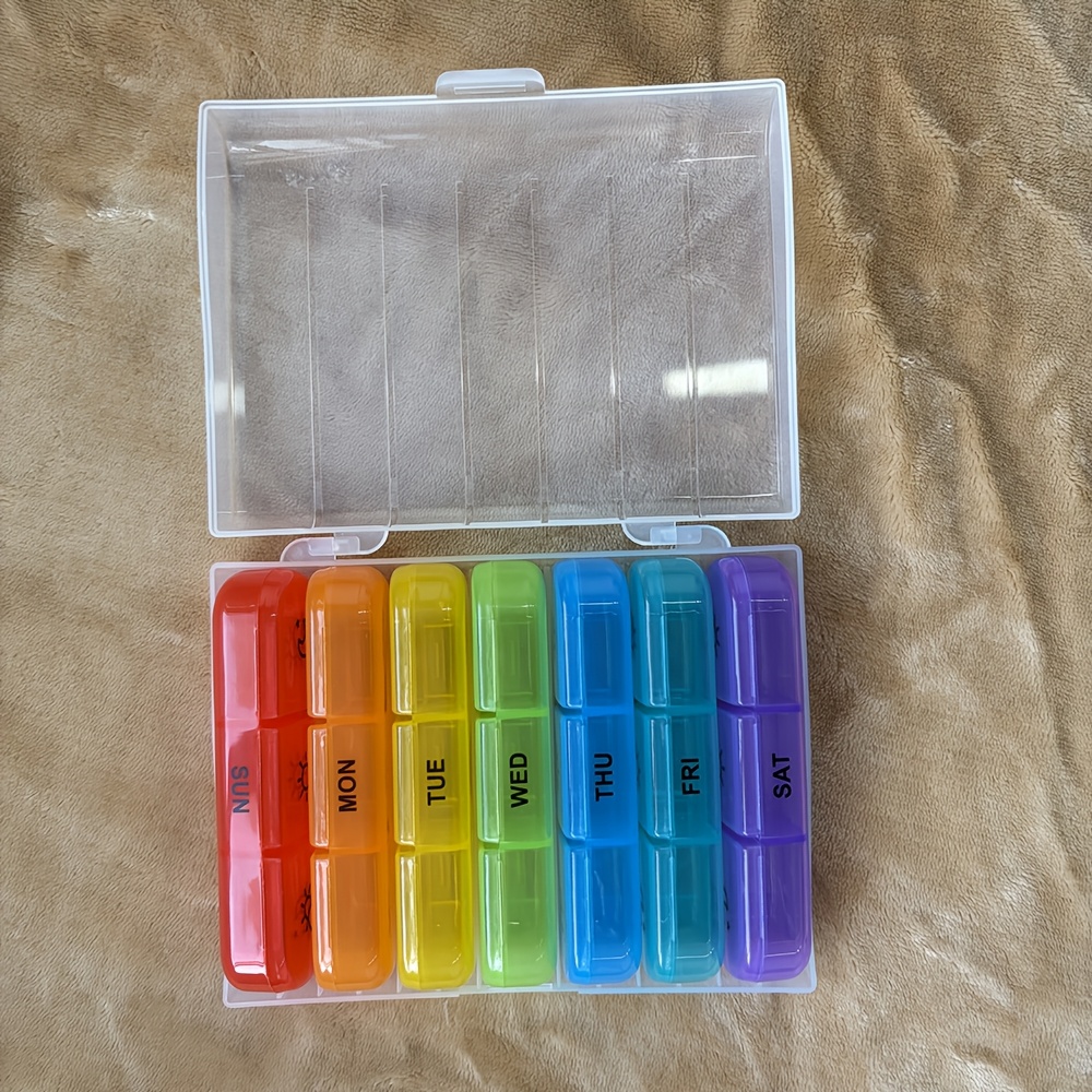 Image of 7 Day, 21 Compartment Organizer Box Portable Plastic Divider Case