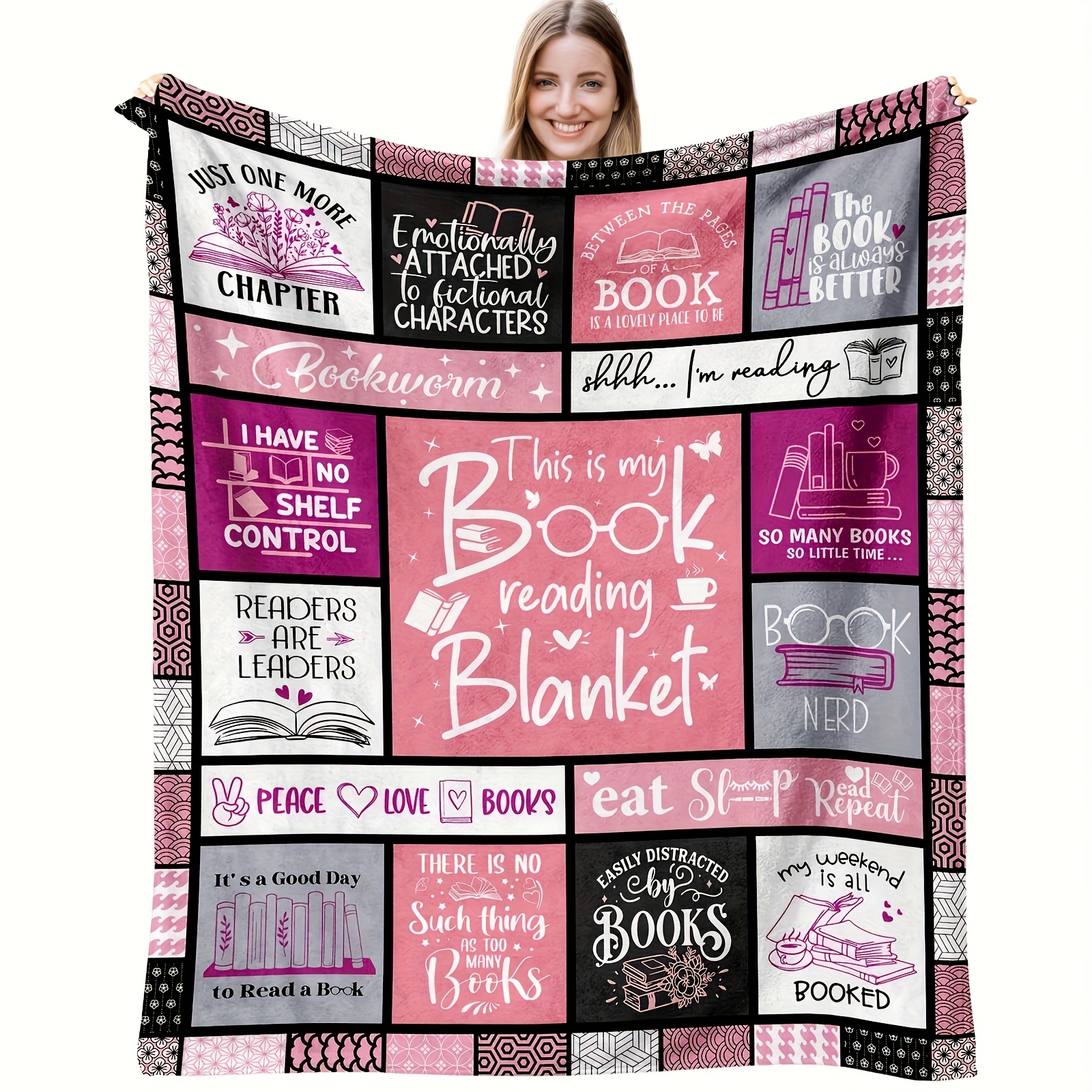 TEMU 1pc Book Gift Blanket, Readers And Reading Clubs/book Lovers/literature Enthusiasts/ Readers Christmas Present Throw, Bookworm Essentials, Cozy