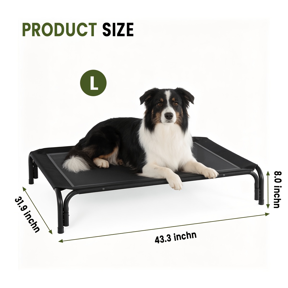 TEMU Elevated Dog Bed Raised Outdoor Dog Cot For Extra Large Dogs, Installation Requires No Tools, Frame With Washable Cooling Breathable Mesh