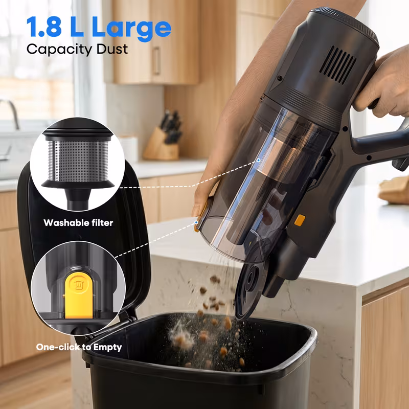 Cordless Vacuum Cleaner - 46kPa Suction, Lightweight Main Unit with Detachable Battery (Main Unit Only)