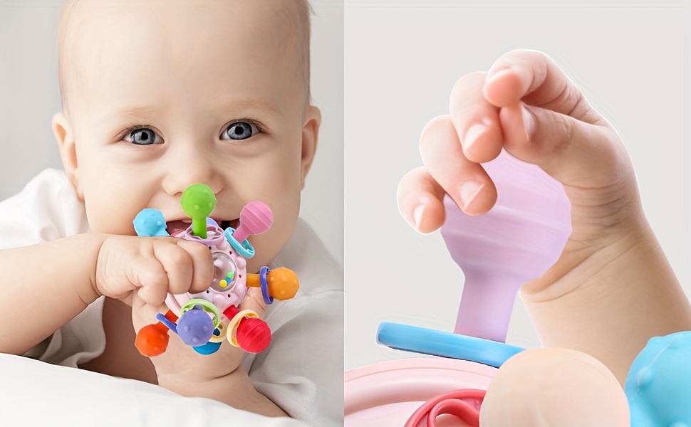 Baby Teething Toys for 0-6 6-12 Months, Baby Teether Sensory Toys for Babies 0 3 6 9 12 18 Months, Gifts for 1 2 Year Old Boys Girls Infant Newborn Toddler Learning Developmental Toys