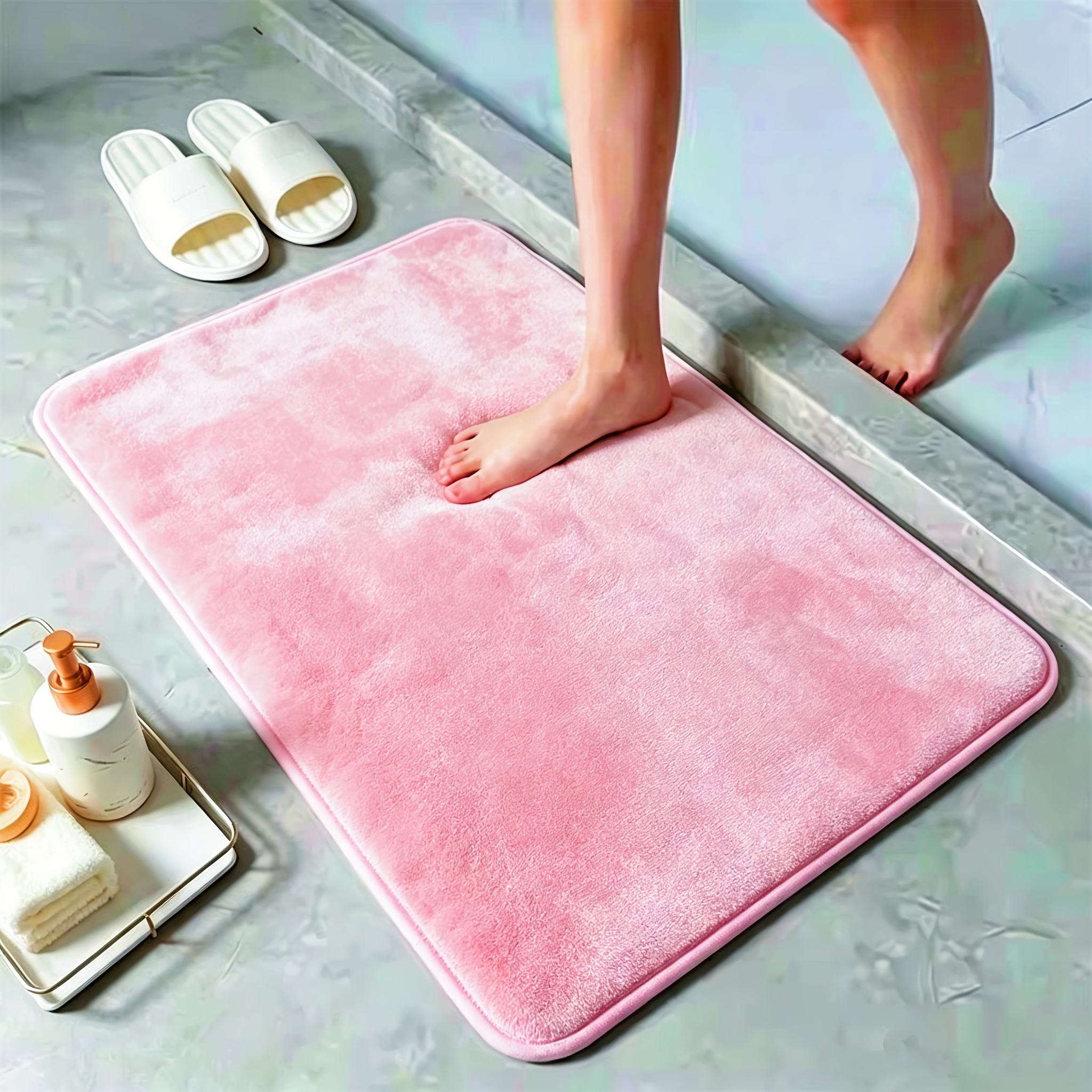 Quick-absorbing Washable Memory Foam Bath Mat, Soft and Comfortable