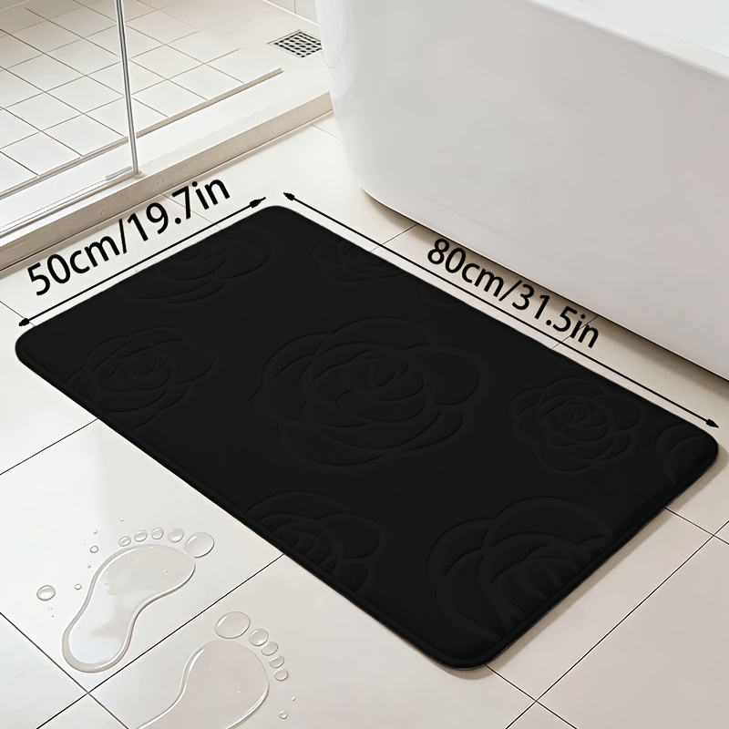 1pc Quick-drying Rose Memory Foam Bath Mat - Washable Bathroom Rug With , Ideal For Showers And Bathtubs, Suitable For Kitchen Or Living Room, Bath Mat