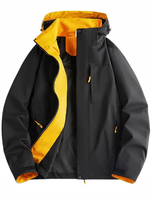 chaqueta de lluvia de moda para hombre, impermeable casual con capucha para exteriores, chaqueta de senderismo