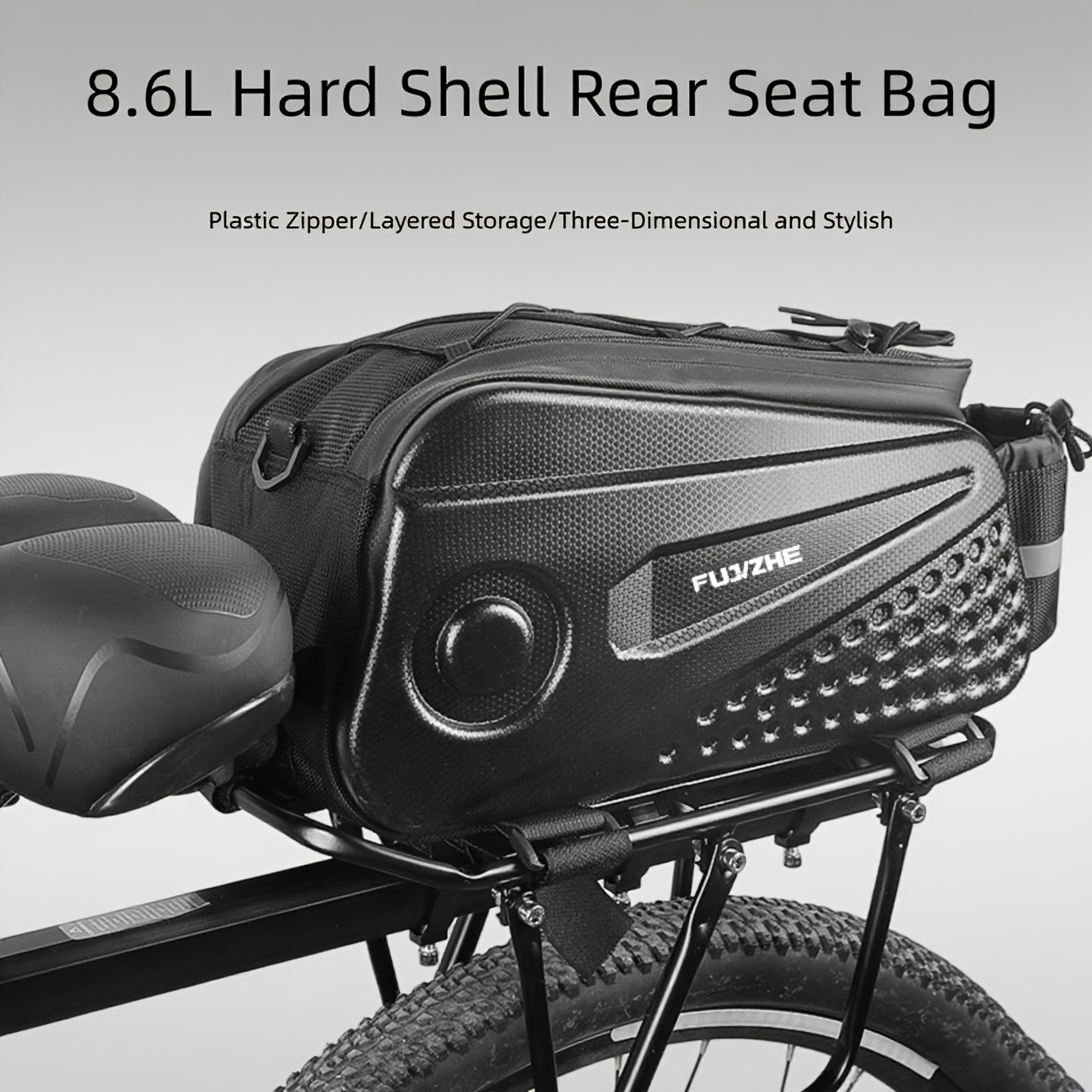 TEMU 自転車パニエリアラックバッグ ハードシェル マウンテンバイクリアバッグラックバッグ サイクリングアクセサリー 大容量収納バッグ