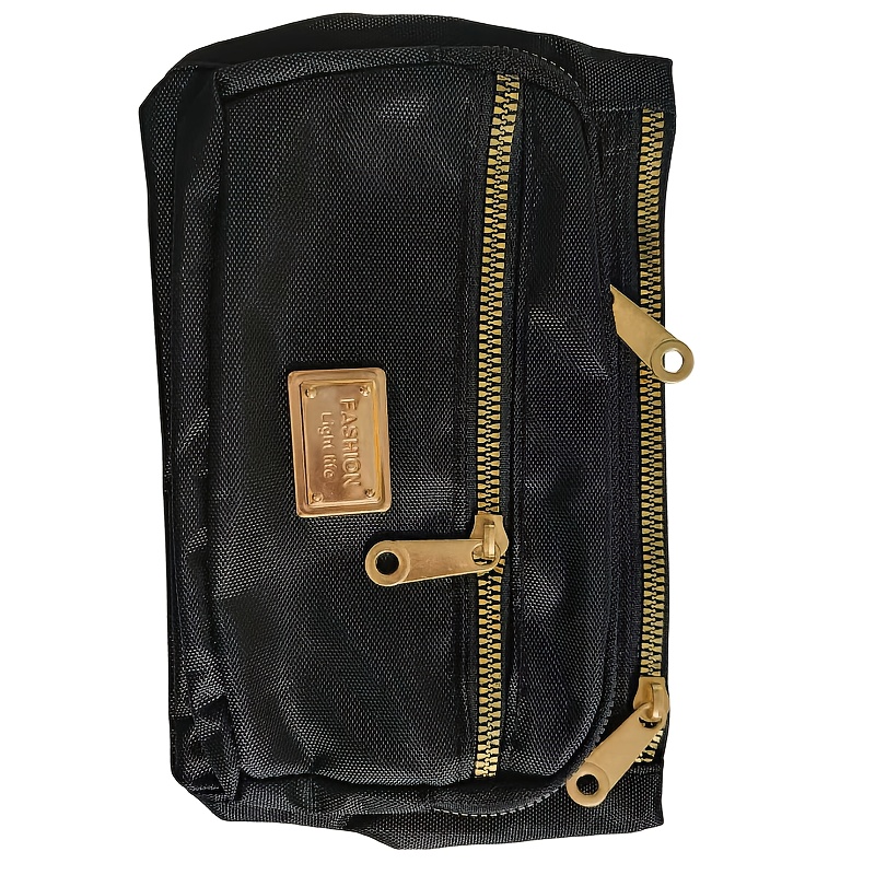 TEMU Women's Oxford Cloth Belt Bag With 4-zipper Multi-pocket Waist Bag, Adjustable Strap & Belt - Lightweight Suitable For Travel, Daily Use, Casual