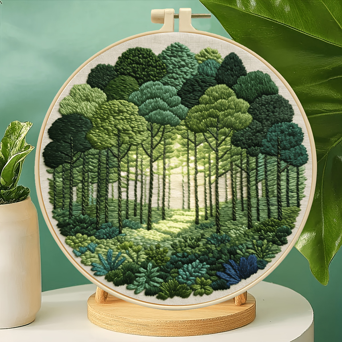 TEMU 1 Set Embroidery Kit, Diy Craft Material Pack, Complete Tools For Beginners, Plant Forest Tunnel, Home Decor Stress-relief Creative Handmade