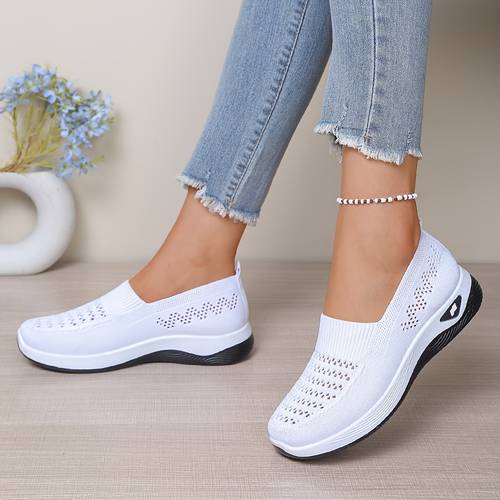 womens knitted slip on loafers los sankii soft breathable moccasins with round toe machine washable suitable for casual casual attire pvc sole for minimalist shoe women shoes