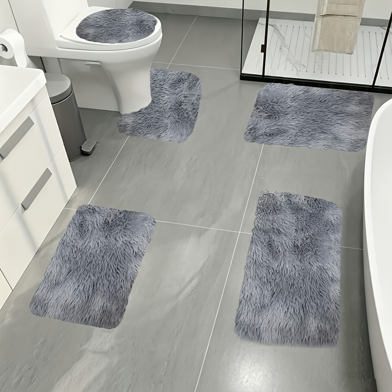 5pcs Luxury Plush Bathroom Rug Set - Ultra Soft, Absorbent, Non-slip, Thick, Machine Washable With Geometric Patterns, Perfect For Modern Home Decor, Rugs For Bathroom