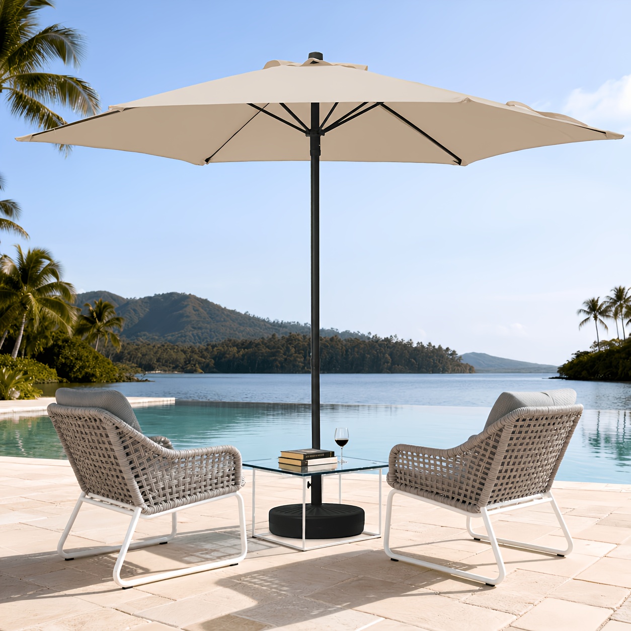 TEMU 7.5ft Outdoor Patio Umbrella, Heavy Duty Umbrella With 6 Sturdy Ribs, Air Vent & Uv Protection, Patio Table Umbrella For Garden, Deck, Backyard,