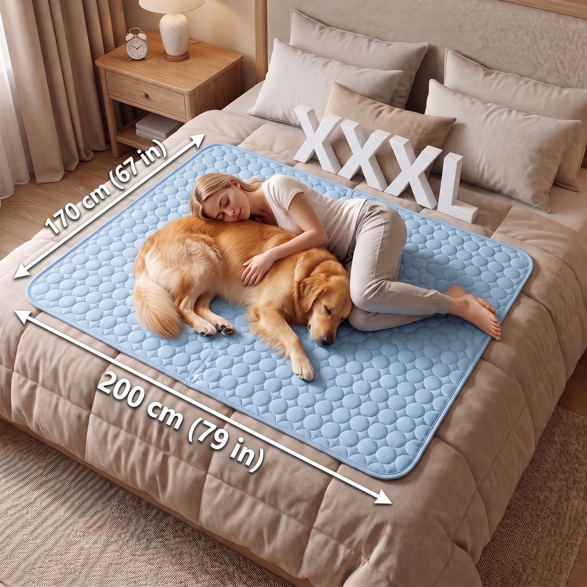Large Cooling For Dogs And Cats - 200&times;170cm Cooling Fabric, Washable, Non-slip, Ideal For Crate Liners, Sofa Covers, And Beds - Stylish Snowflake Pattern In Light Blue