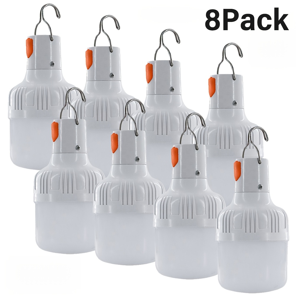 Image of Lihangstar 8pcs Usb Rechargeable Camping Light Bulb With Hook, 3 Lighting Portable Tent Lamp, Led Emergency Light For Outdoor Camping