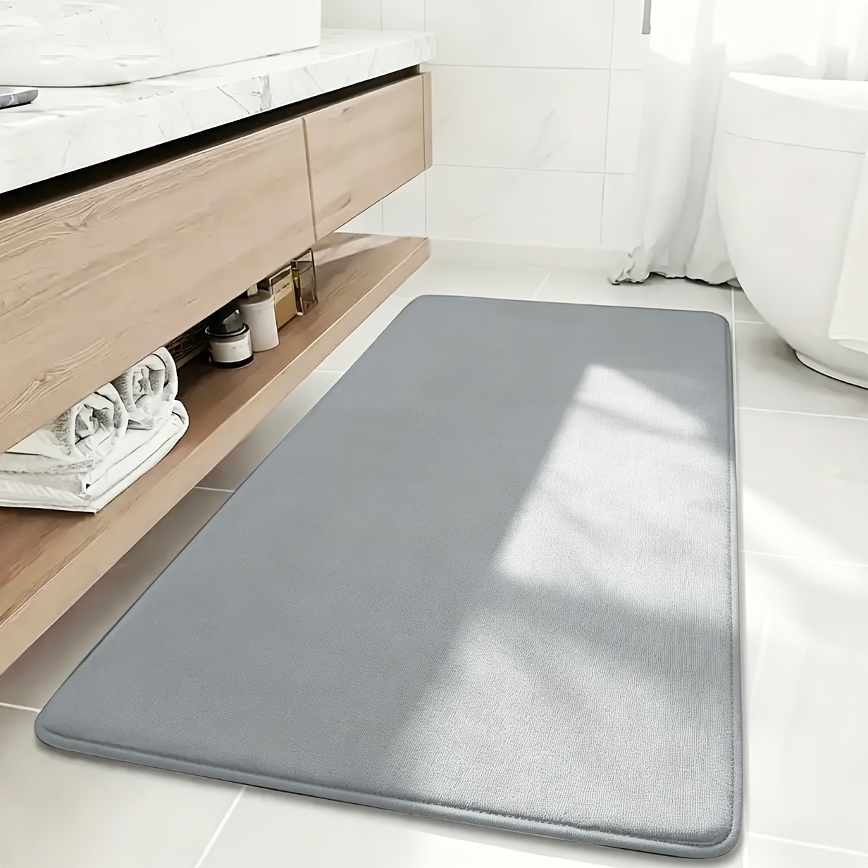 Image of 1pc Non-slip Bath Mat, Machine-washable Shower Mat, Bathtub Mat, Rug For Bedroom And Living Room—soft And Durable, Material, Simple , Fall Decor, Home Christmas Decoration