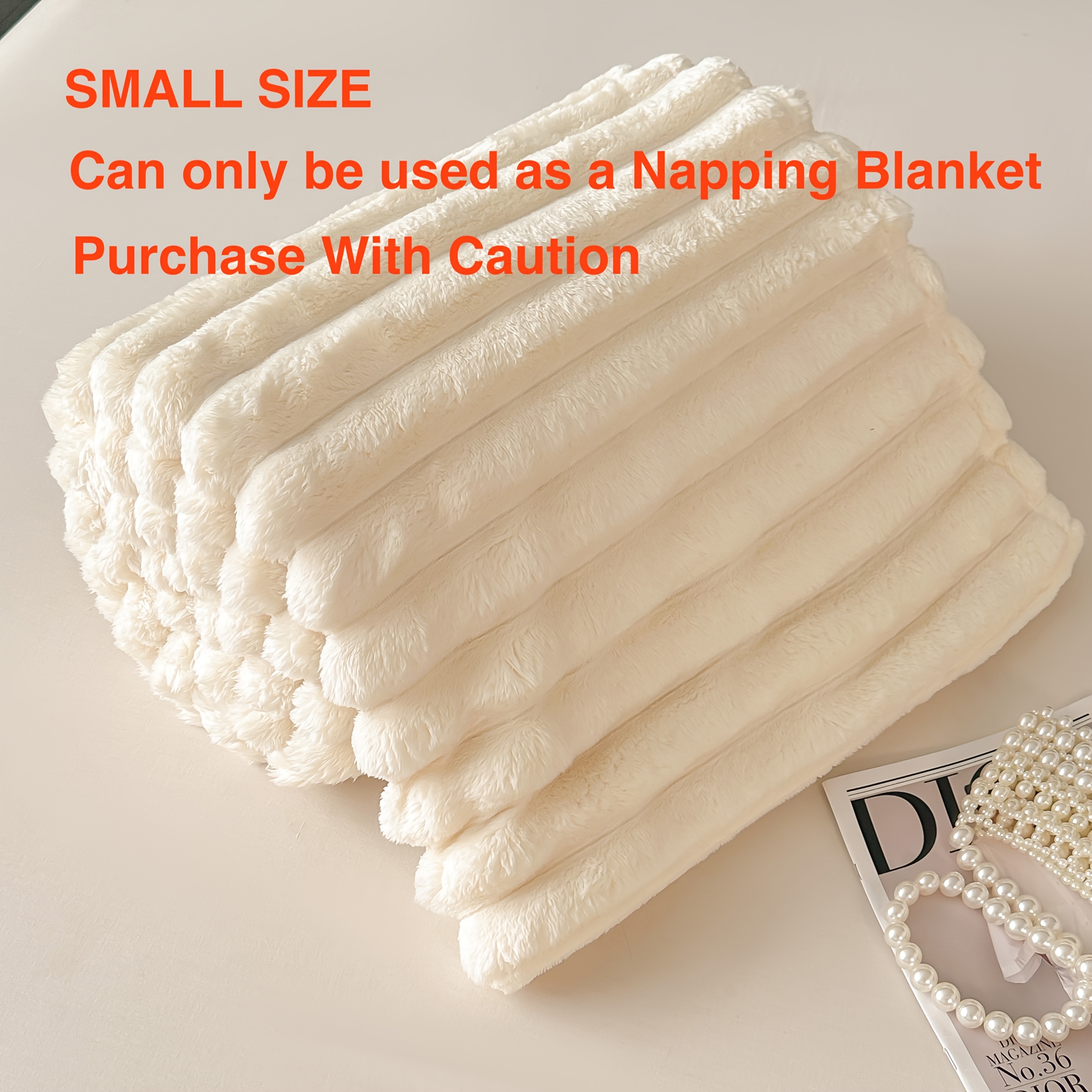 TEMU 1pc 3-d Ribbed Faux Fur Flannel Blanket For Bed, Couch, Sofa, Nap Blanket Air Conditioning Blanket Office Outdoor Camping Blanket For , Cozy