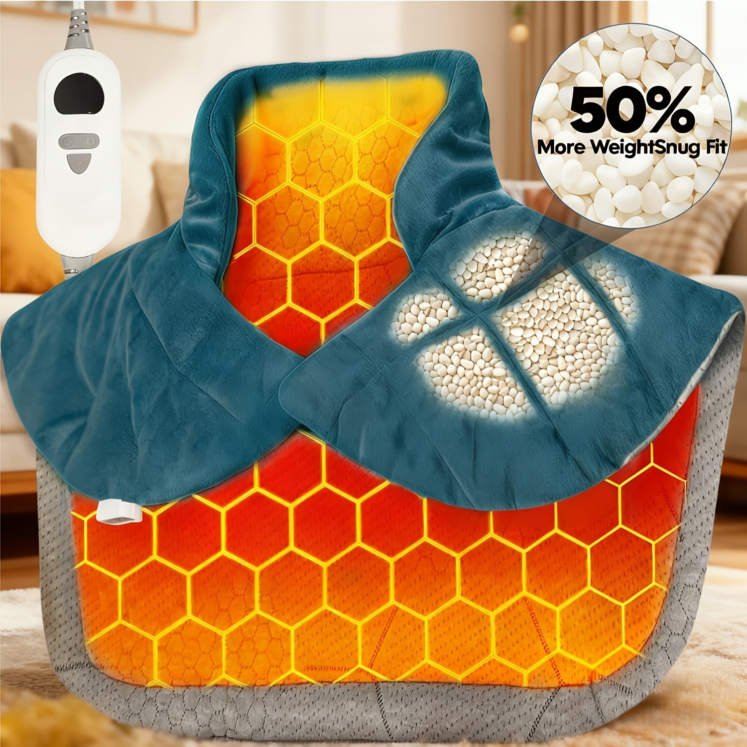 TEMU Graphene Blanket Shawl With 3 Times The Depth Of Shawl, Weighted Instant Heating Pad Suitable For Neck And Shoulders, Heating Wrapping With 6