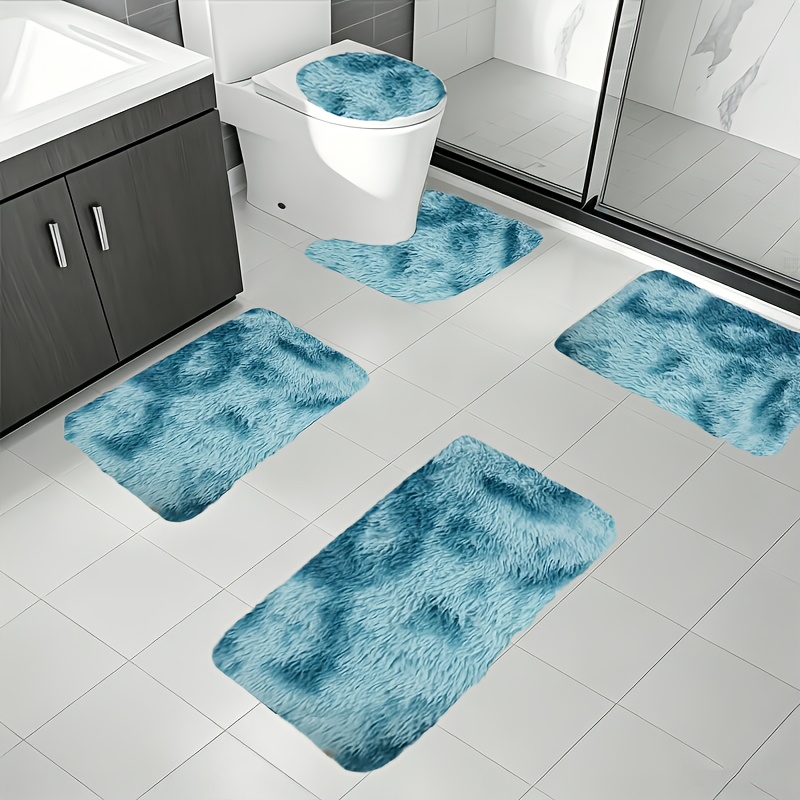5pcs Luxury Plush Bathroom Rug Set - Ultra Soft, Absorbent, Non-slip, Thick, Machine Washable With Geometric Patterns, Perfect For Modern Home Decor, Rugs For Bathroom