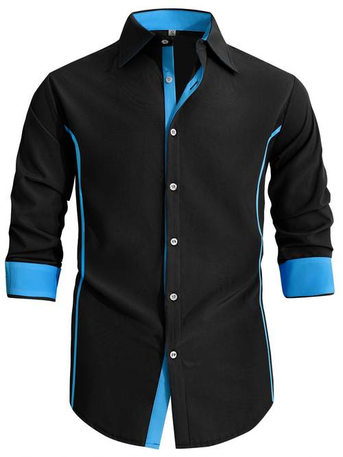 mens spring autumn winter casual light business turn collar breathable comfortable stretch long sleeve dress shirt