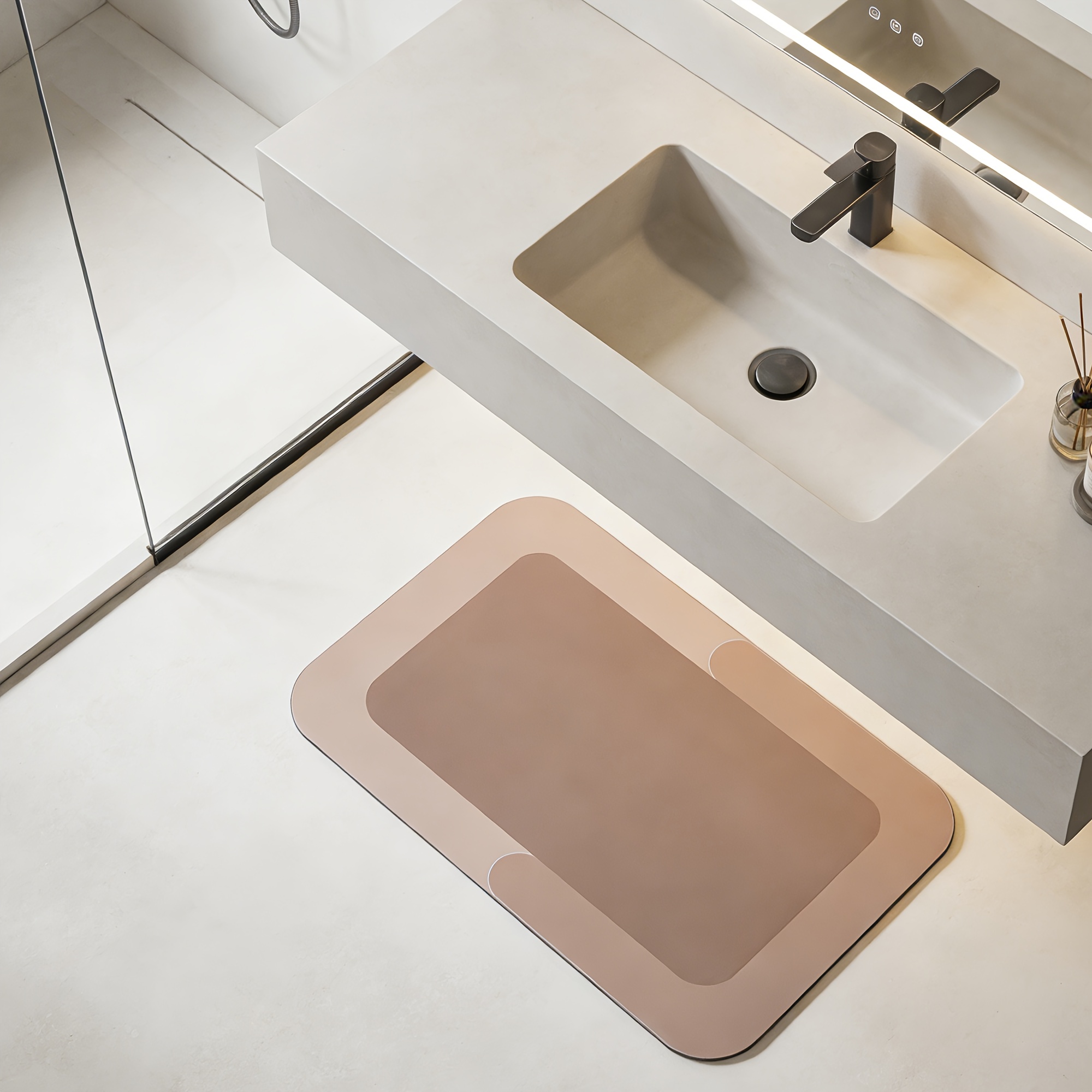 TEMU Super Absorbent Diatomite Bath Mat Suitable For Bathroom, Shower, Kitchen Floor - Quick-dry Non-slip Soft Diatomite Mud Floor With Pvc Backing,