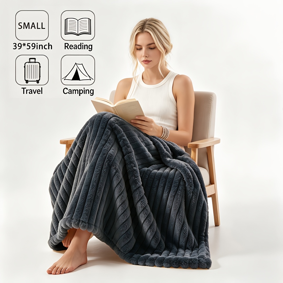 TEMU Couverture 1 pièce réversible en fausse fourrure de lapin - Couverture de lit douce et thermique pour , couvre-lit toutes pour chambres, camping
