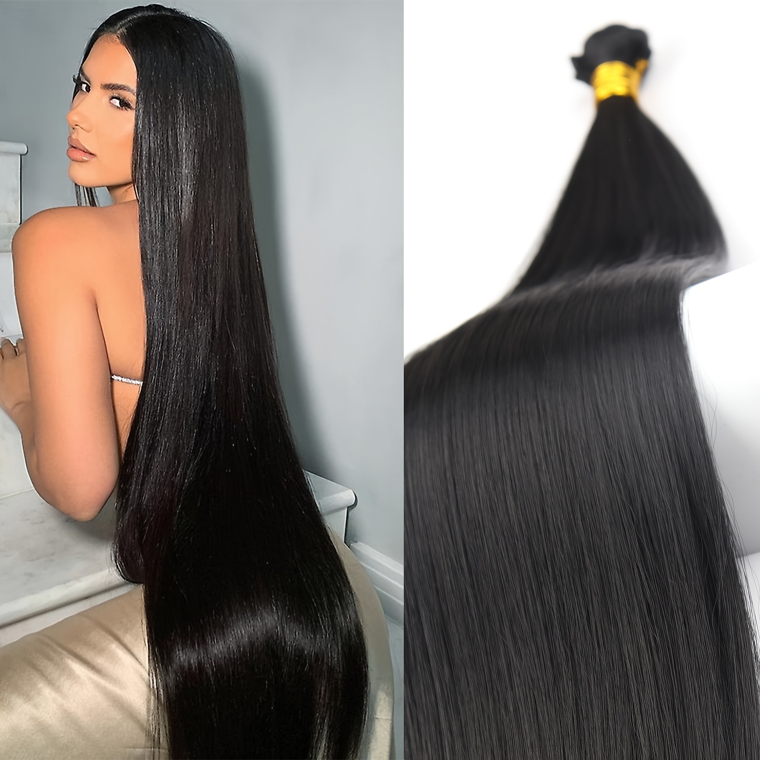 TEMU Merisihair 30" Long Straight Hair Extensions Suitable For Women - Heat Resistant Synthetic Bundles With Color, Volume & Length For Dreadlock
