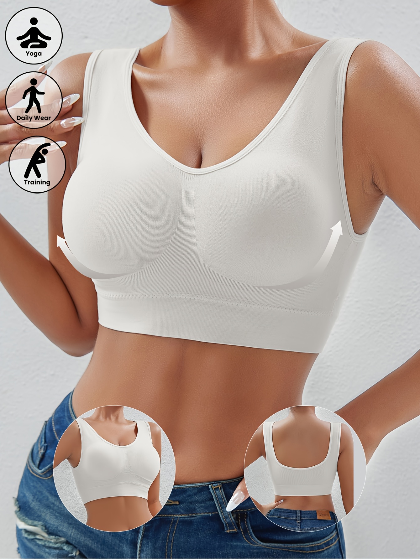 esselegance plus size   wireless s bra cross back seamless design removable pads breathable compression for no underwire machine washable adjustable s bra