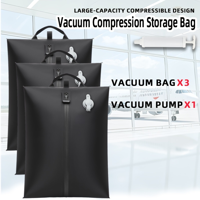 TEMU New Large Capacity Vacuum Compression Storage Bags For Luggage Organizing Reusable, Space Vacuum Sealer Bags With Air Pump, Portable Travel