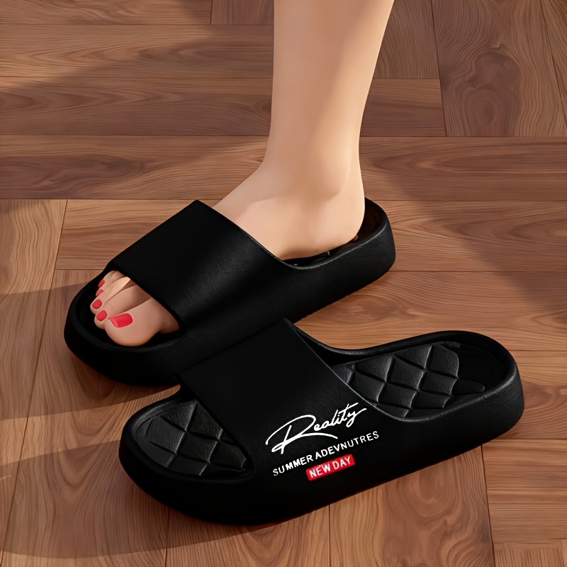 TEMU Fashionable And Very Sexy Eva Slippers, Non-slip, Casual Slippers, With A Checkered Texture - Perfect For Indoor/outdoor Use, Beach And Sea,