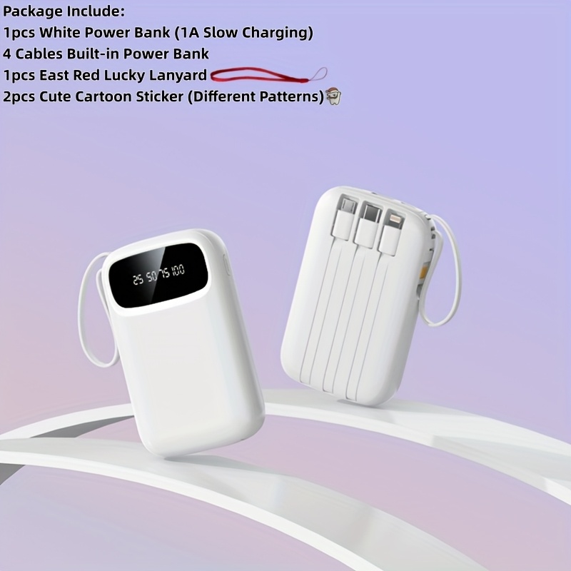 TEMU 10000mah Mini Cute 5w Slow Charging/15w Fast Charging/22.5w Super Fast Charging Cartoon Power Bank, Large Capacity Rechargeable Portable Mobile