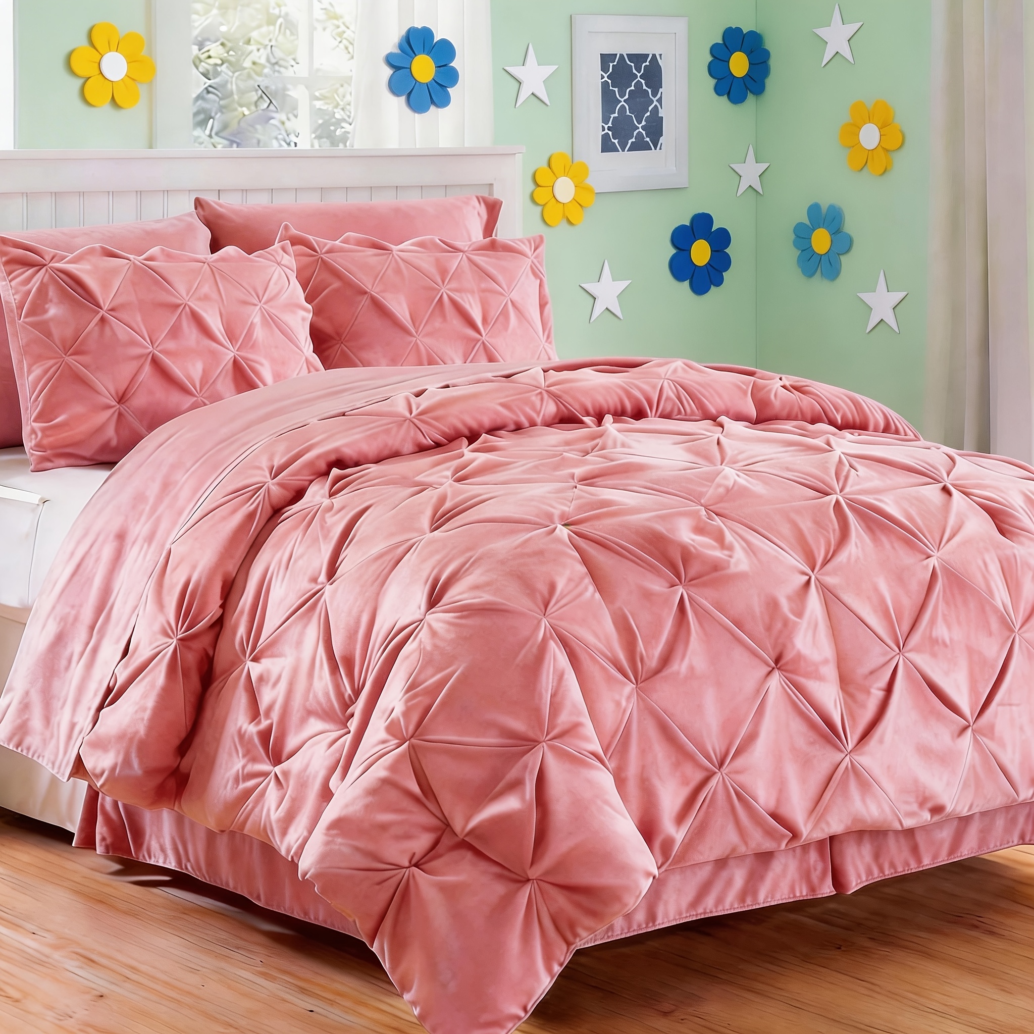 TEMU 7pcs Comforter Set Queen Size - Bed In A Bag For 1 Cooling Flat Sheet & 1 Fitted Sheet & 4 Pillowcases & 1 Comforter, Gift For Bedroom Decor,