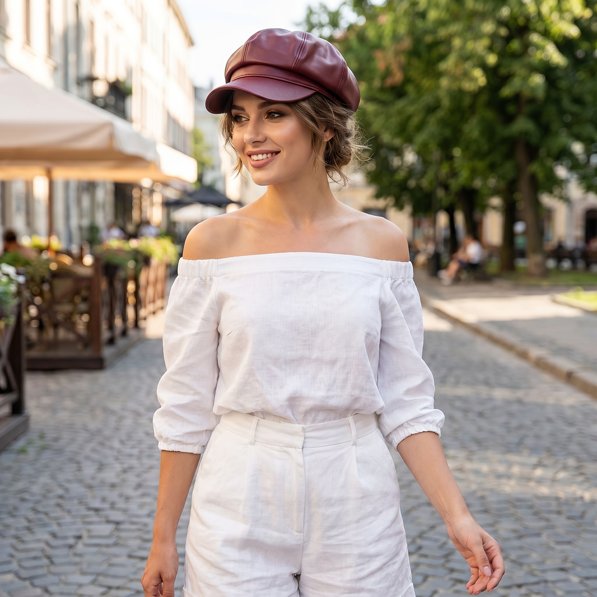 1pc Women's British Pu Leather Beret Newsboy Cap - Retro Octagonal Sun Hat, Lightweight Elegant Painter Cap For Weddings, Bachelor Parties & Special Occasions - Vintage Style Hand Washable Hat