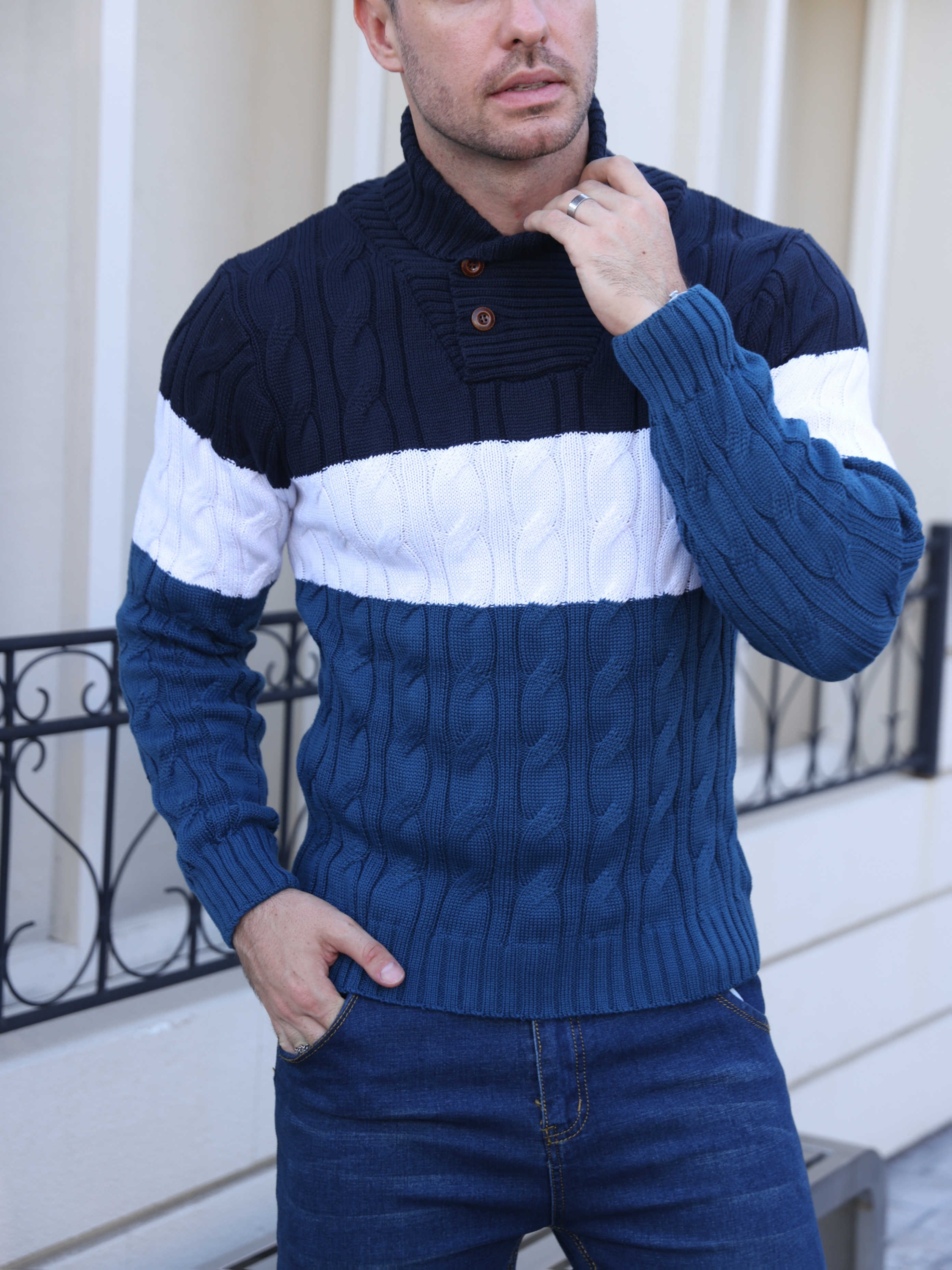 Men's Mature Business Sweater - New Autumn/Winter Lapel Ribbed Knitwear, Fashionable Solid Color Pullover, Suitable for Layering and Wearing Over Clothes