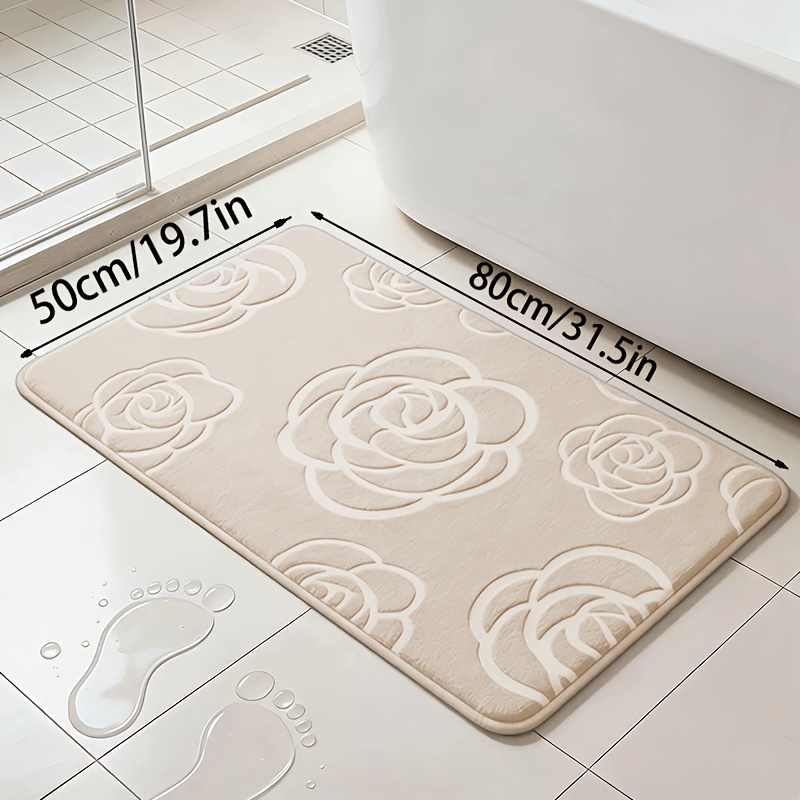 TEMU Tappetino da bagno 1 pz in memory foam a rapida asciugatura color rosa - Tappeto da bagno lavabile con design geometrico, per docce e vasche da