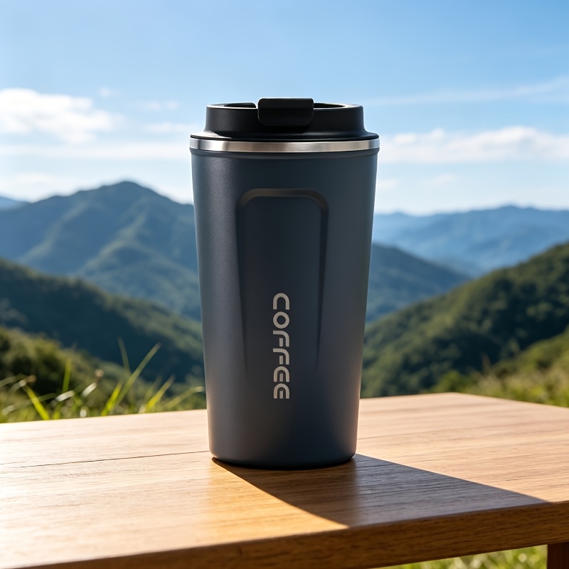 TEMU 20oz Classic Portable Insulated Coffee Tumbler, Made Of Stainless Steel With A Vacuum Structure For Long-lasting Heat . Reusable,, And Durable.