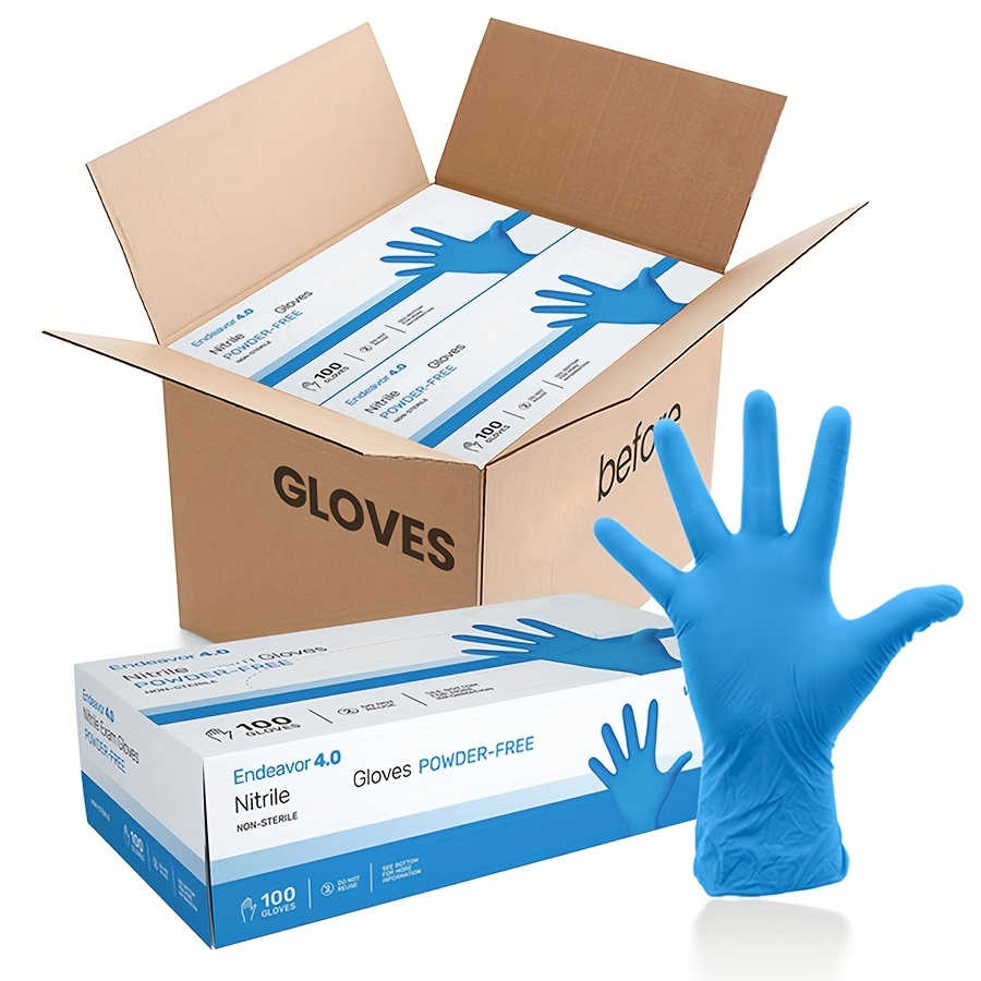 100pcs  Disposable Nitrile Super Durable Gloves, and Oil , Suitable for Household Cleaning, Hair Dyeing, Nail and Nail Art, Pet Bathing, Non-medical Gloves