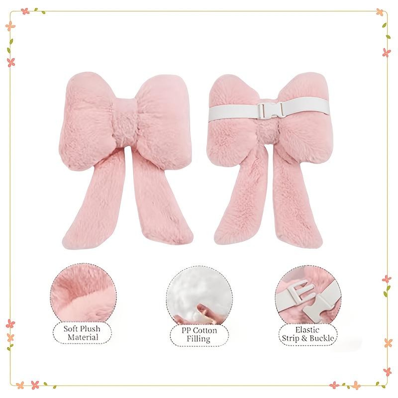 TEMU 2pcs Bow Neck Pillow, Bow Cushion With For Securing To Chairs, Car Seats, Office Chairs, And More, Multiple Colors
