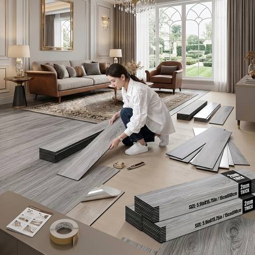 26 52pcs self waterproof vinyl floor tiles peel and stick removable wear resistant easy for living room bedroom hallway office hotel diy renovation multi pack
