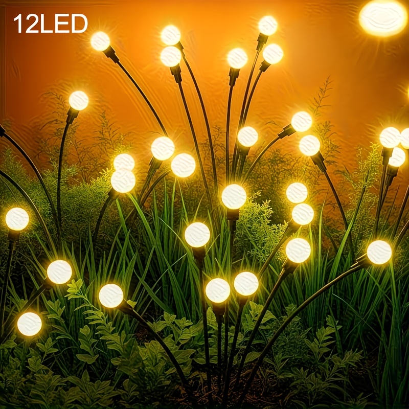 Image of Solar Firework Garden Light 1pc, 8led/12led Swaying Bulb Stake Lamp, Warm White And Colorful Options, Smart Light Sensing, Outdoor Patio Pathway Decoration