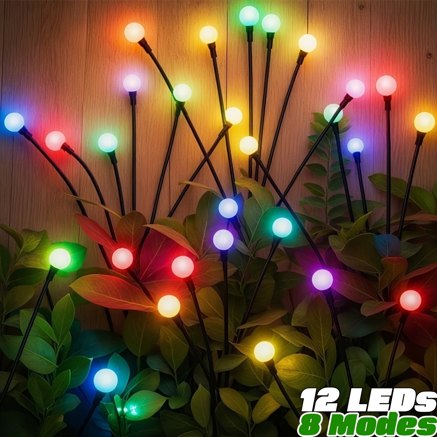 TEMU 12/8 Led Solar Courtyard Lawn Decorative Lights, 8-mode Flashing Firefly Lights, Swaying - Light String, Suitable For Garden, Courtyard, Path,