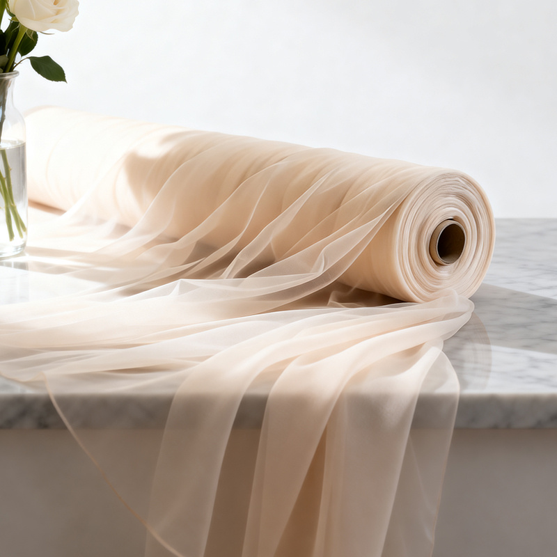 TEMU 1 Roll, 50.85ft Champagne-colored Tulle Hanging Decorative Mesh Material For Wedding Arch Decoration Valance Fabric, For Diy Projects Wedding