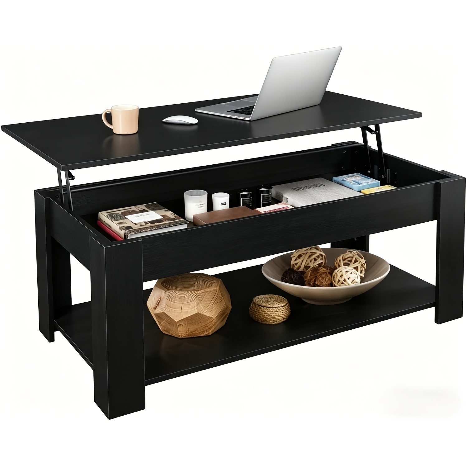 41" Lift Top Coffee Table With Hidden Storage Compartment & Rising Tabletop - Space-saving Retro Modern Lift-top Mechanism, Suitable For Home Office, Living Room, Reception Desk - , Wood