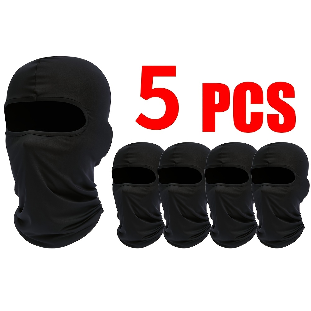 Image of 5pcs Unisex Breathable - Lightweight And Moisture-wicking For Summer Outdoor Activities - Cycling, Hiking, Running - Black, Cycling Accessories, Full Face Coverage, Stretch Fabric