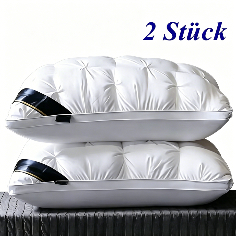 5- Quality Pillow With Quilted Design, Thick & Form-stable, High Loft Neck Support For Deep Sleep, Hoallergenic Polyester Fiber, Washable For Home & Rv