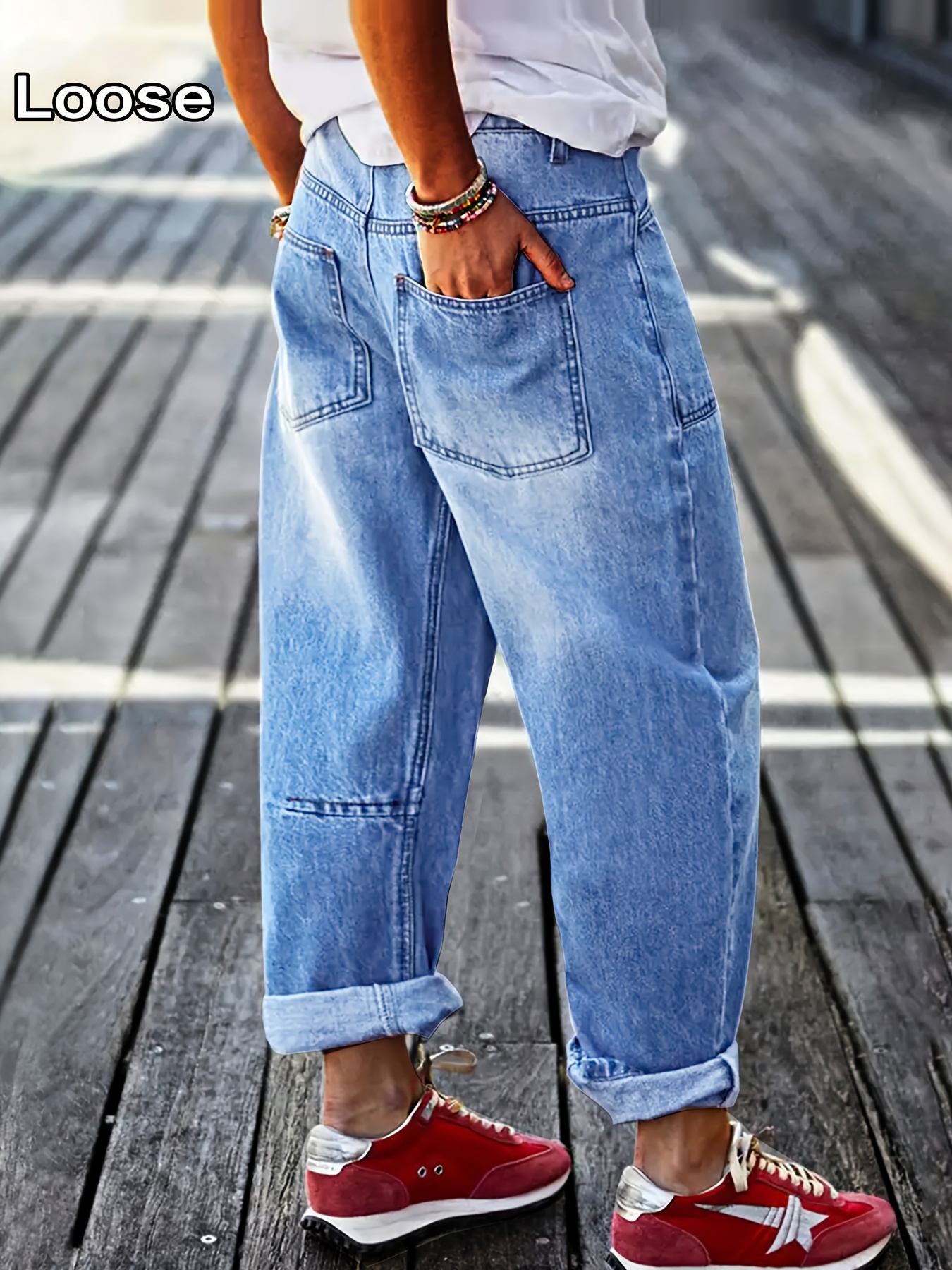 Jean Bootcut Femme Taille Extensible Denim - Coupe Droite Large Y2K Baggy Pantalon Fluide
