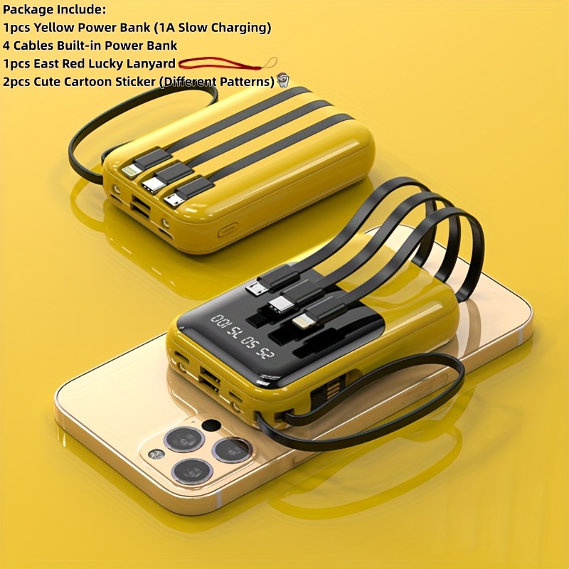 TEMU 10000mah Mini Cute 5w/15w/22.5w Super Fast Charging Multifunctional Power Bank, Large Capacity Rechargeable Portable Mobile Phone Charger,